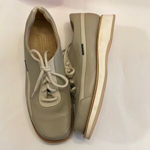 PARABOOT GREY AND CREAM WITH BROWN ACCENTS LEATHER OXFORDS.   NEW